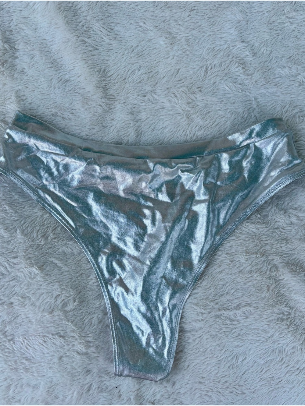 Shiny Metallic Silver Bikini Bottoms